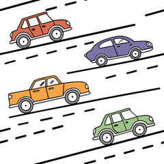 Traffic Jam on a Highway with Cars Moving in Lanes