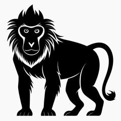 Obraz premium Black silhouette of a baboon standing on a white background isolated on white background