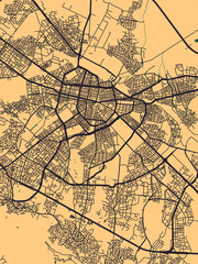 Sofia Bulgaria City Street Map. Abstract painting modern urban travel art downtown landmarks artwork