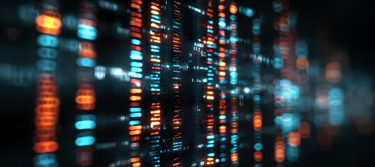 Abstract digital data stream visualization for technology background and future innovation