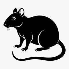 Obraz premium Black silhouette of a domestic rat isolated on white background