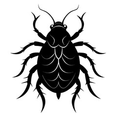 Obraz premium Black silhouette of a flea isolated on white background