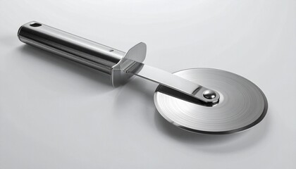 Stainless Steel Pizza Cutter on a White Background