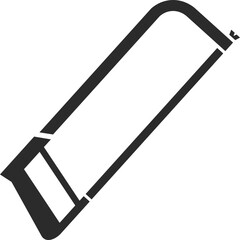 hacksaw icon work tool in dark grey flat color block vector illustration and clear background