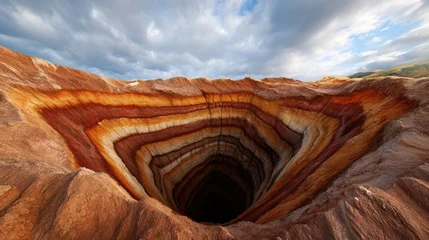 Colorful geological layers in a deep sinkhole © Visual Symphony