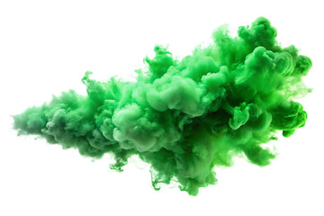 Vibrant green smoke plume swirling isolated on a transparent background cloud abstract
