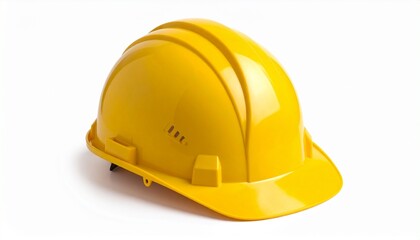 Yellow Hard Hat on a Plain White Background

