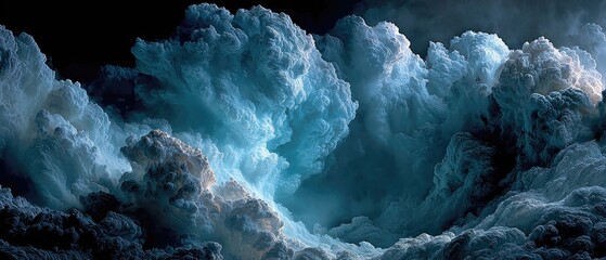 Dramatic, swirling clouds in deep blues and grays