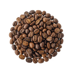 Naklejka premium A circular arrangement of roasted coffee beans on a transparent background. background removed