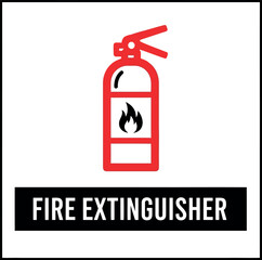 Red fire extinguisher symbol safety equipment icon illustration vector