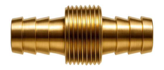 Brass pipe nipple with barbed connections