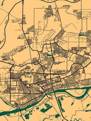 Obraz premium Rostov-on-Don Russia City Street Map. Abstract painting modern urban travel art downtown landmarks artwork