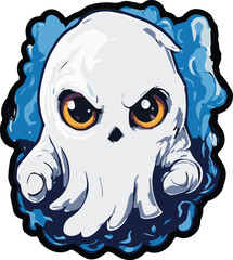 Cute Angry Ghost Vector Mascot