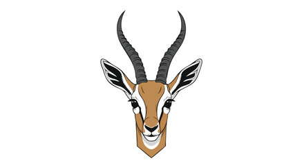 Front view of a stylized gazelle head with prominent horns and ears, depicted in a clean, graphic logo style.