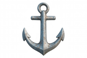 Old rusty metal anchor isolated on transparent background, symbolizing strength, stability, and hope