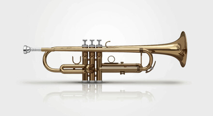 Obraz premium Classical Trumpet Illustration on Seamless Backdrop with Reflection Effect