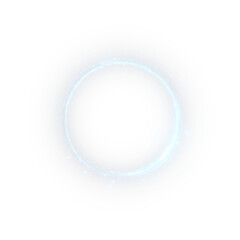 Circle, blue, glow, light, background, spark, energy with shimmering shine, glowing ring and frame, neon electric texture, digital galaxy universe design effect, png.