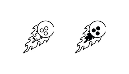 Flaming Bowling Ball icon design with white background stock illustration