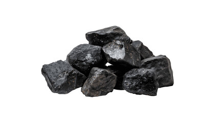 Fototapeta premium A group of large black rocks stacked together