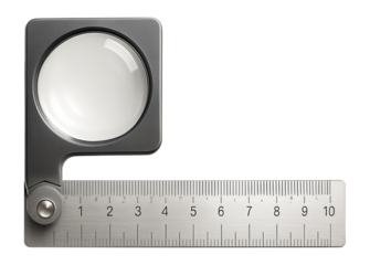 Ruler with fold-out magnifier