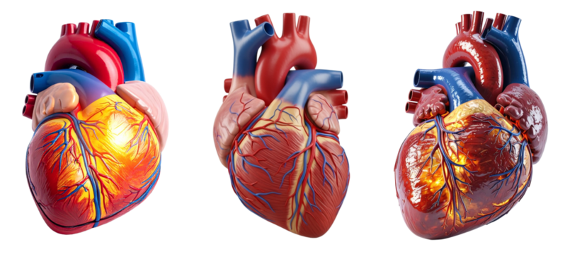 Anatomically correct human heart model with venous system. 