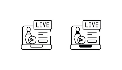 Bowling Live Match icon design with white background stock illustration