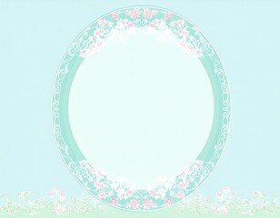 Circular Floral Frame, Pastel Background, Design
