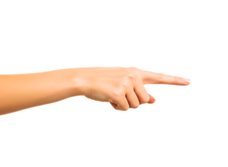 Human hand pointing to the right isolated on transparent background