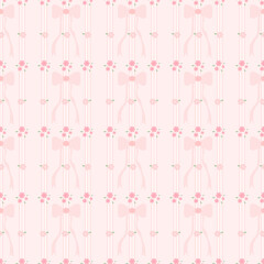 seamless pattern with bow and pink flowers on pink background, fabric pattern, gift wrapping paper, notebook cover, phone case pattern 