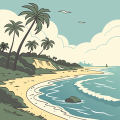 tropical island with palm trees