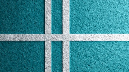 Textured teal background with clean white geometric cross pattern, modern abstract design