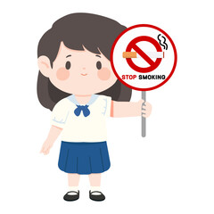 Girl Holding Stop Smoking Sign