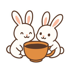 Easter bunny rabbit holding colorful eggs cartoon illustration for holiday design