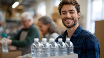 Two wireframe hands reaching towards each other in a neon lit virtual landscape with floating data panels