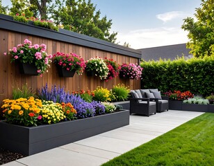 Fototapeta premium Modern Backyard Patio Garden Design