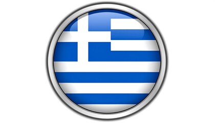 Greek Flag Button Icon, Digital Design