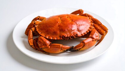 Cooked crab on white plate
