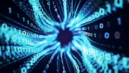 abstract digital landscape with flowing binary code and ai big data visualization lines - Powered by Adobe