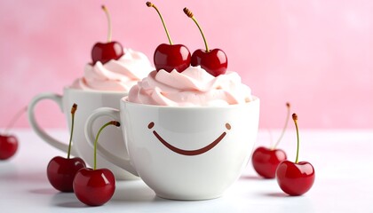 Sweet cherries on whipped cream