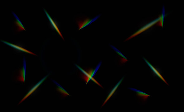 abstract colorful prism light flares on black background