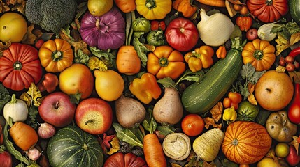 pattern of usa favorite vegetables, retro style, random oreintation 