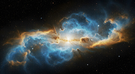 Spectacular cosmic rendition depicting a radiant nebula illuminating the celestial canvas with ethereal beauty and