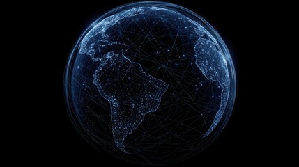 The Globe Illuminated with Digital Networks and Connections in Space