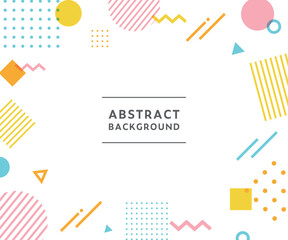 メンフィス柄・幾何学模様・抽象的な背景フレームのイラストセット　ポップ　デザイン　アブストラクト