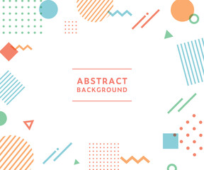 メンフィス柄・幾何学模様・抽象的な背景フレームのイラストセット　ポップ　デザイン　アブストラクト