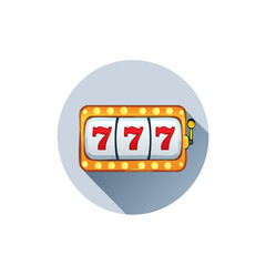 Fototapeta premium Minimal flat vector icon of a slot machine with triple sevens