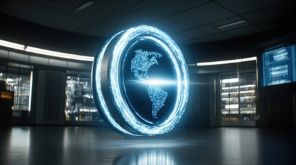 Futuristic depiction of the Earth showcasing advanced technology and global network connectivity