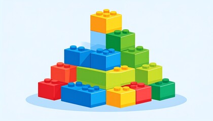 Colorful plastic blocks forming a pyramid