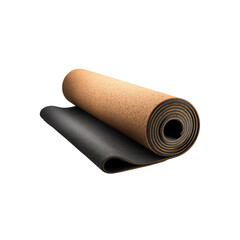 Rolled Cork and Rubber Yoga Mat, Eco-Friendly Fitness Equipment