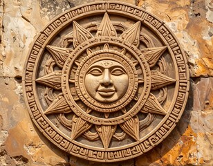Aztec calendar stone background
